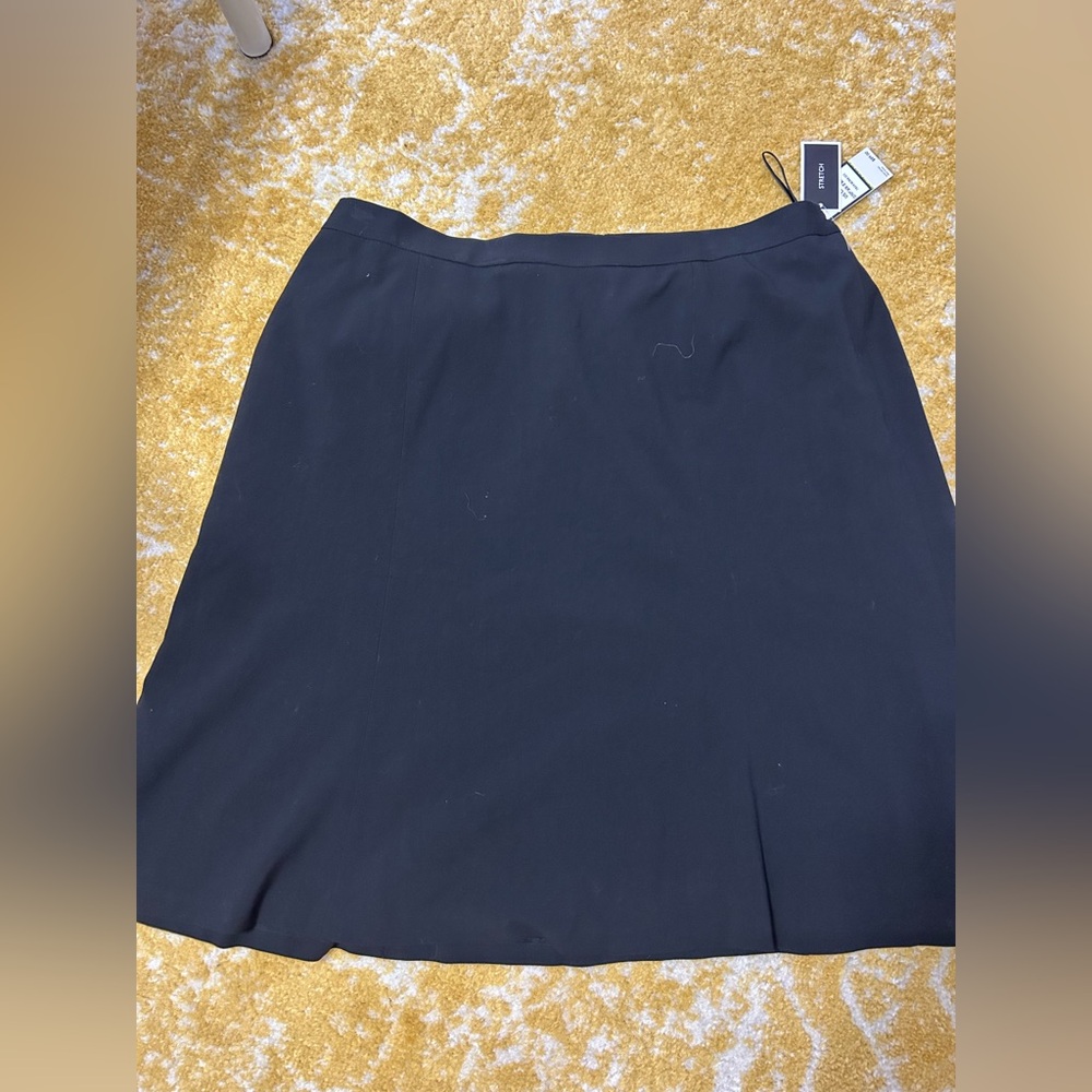 NINE WEST Womens  Panelled Flare Skirt Midi Solid Black 18 NWT Stretchy Lined